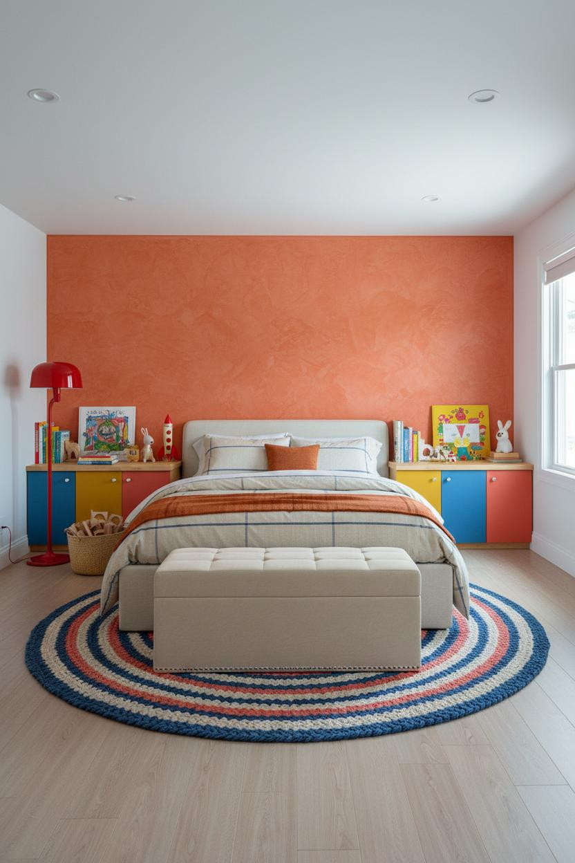 Eclectic Kids Room Colorful Cubbies Playroom