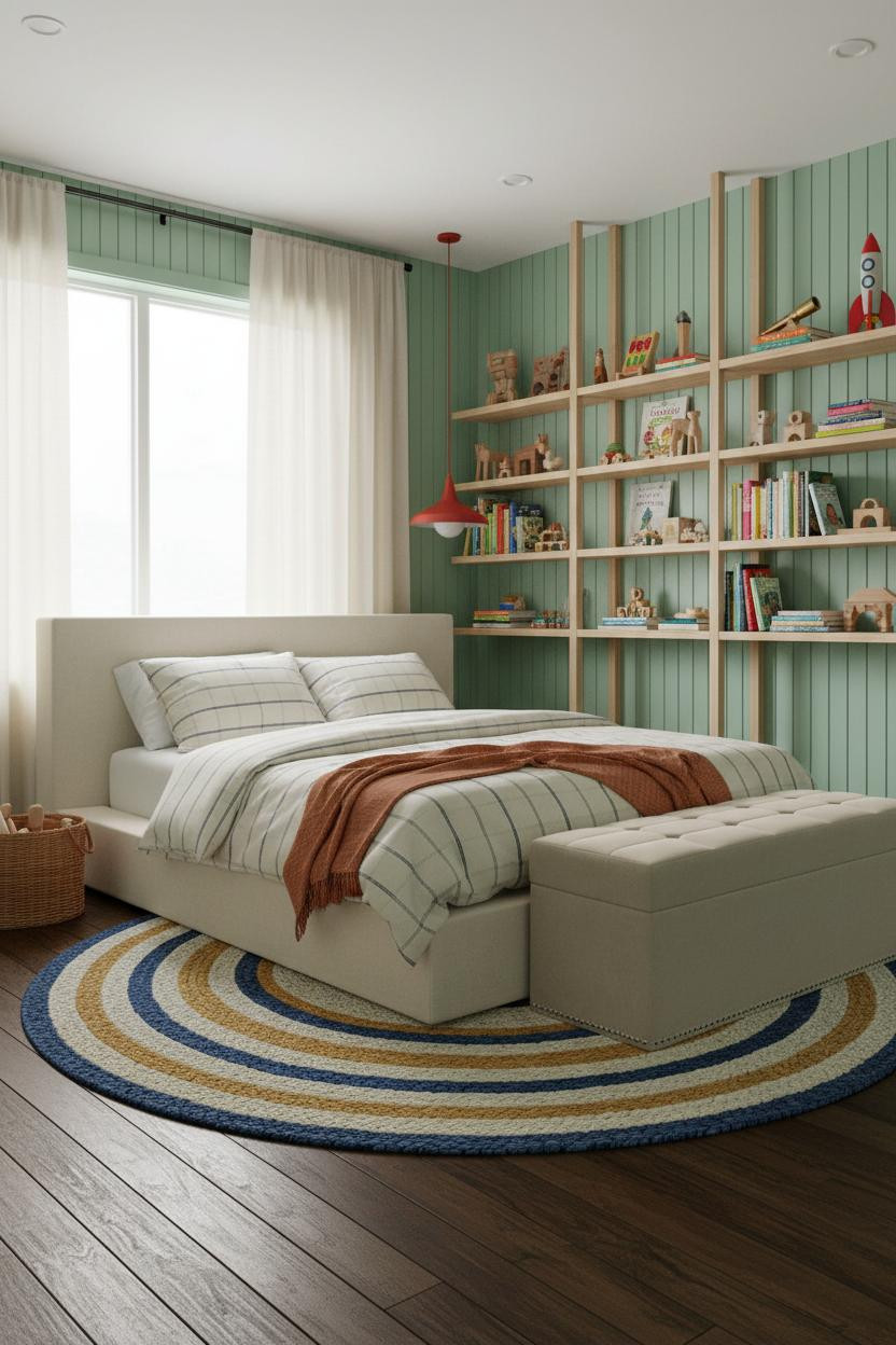 Eclectic Kids Room Pistachio Shelving