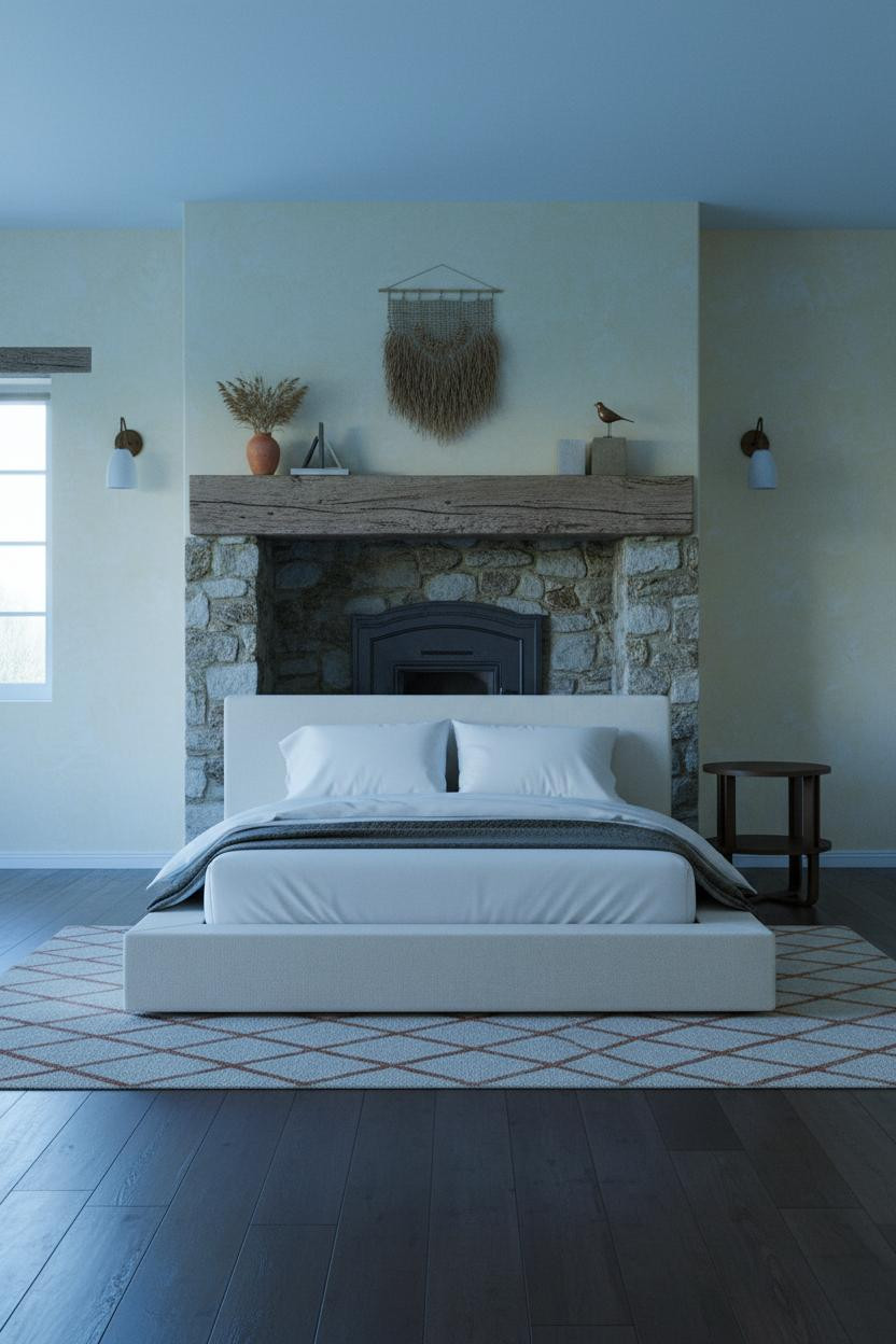 English Cottage Bedroom Fireplace Design