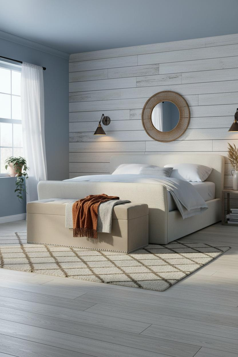 Farmhouse Chic Bedroom Shiplap Window