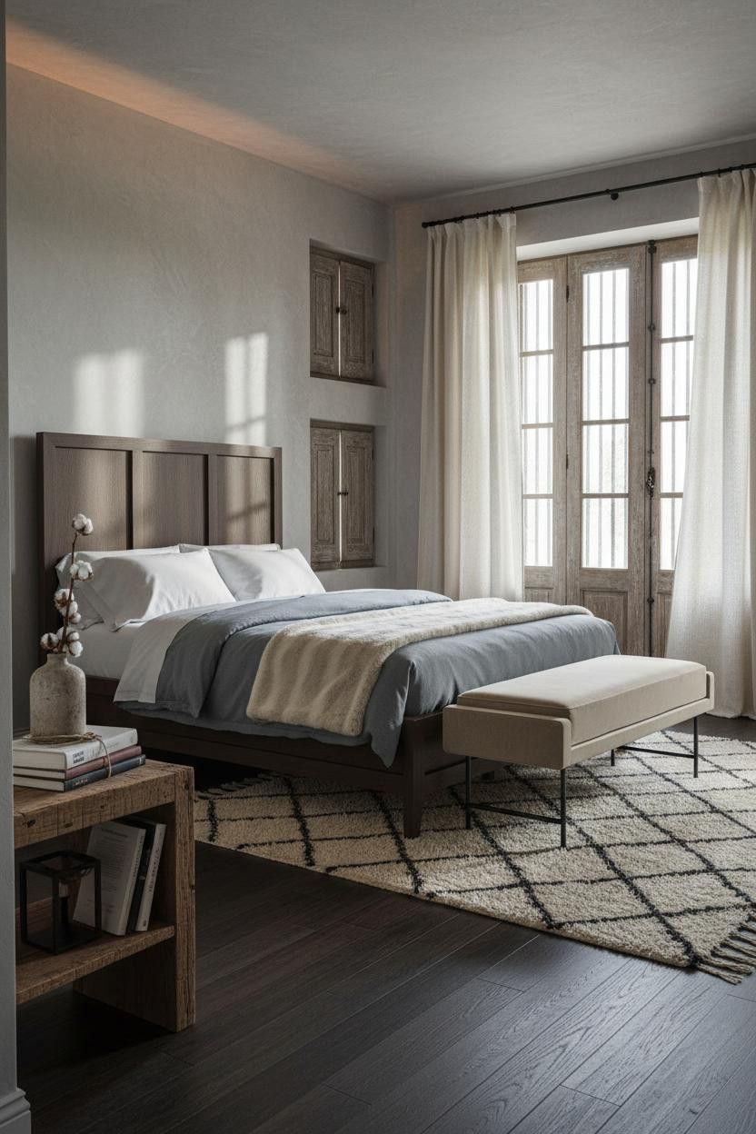 Farmhouse Chic Bedroom Shutters Neutral