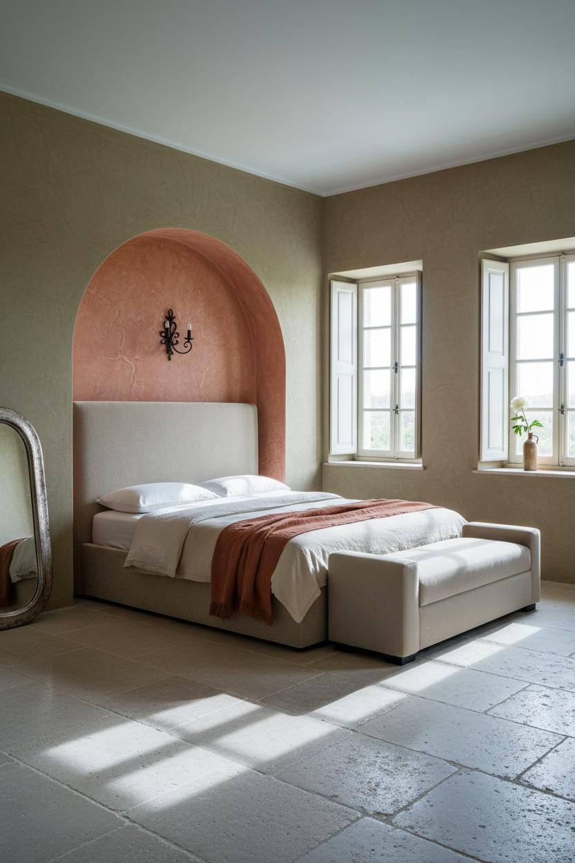 French Cottage Bedroom Arched Niche Morning Light