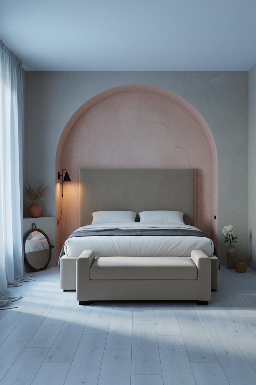 French Cottage Bedroom Limewash Archway