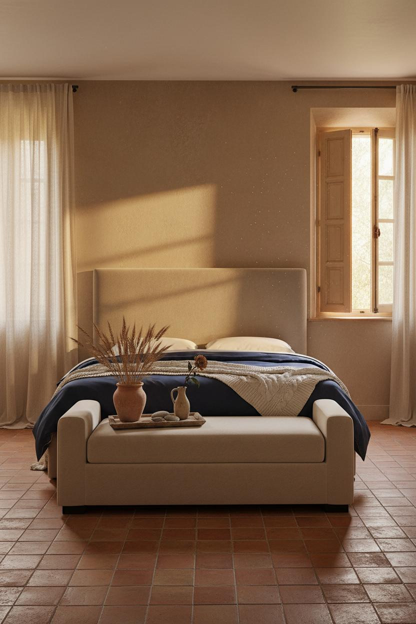 French Cottage Bedroom Shutters Terracotta