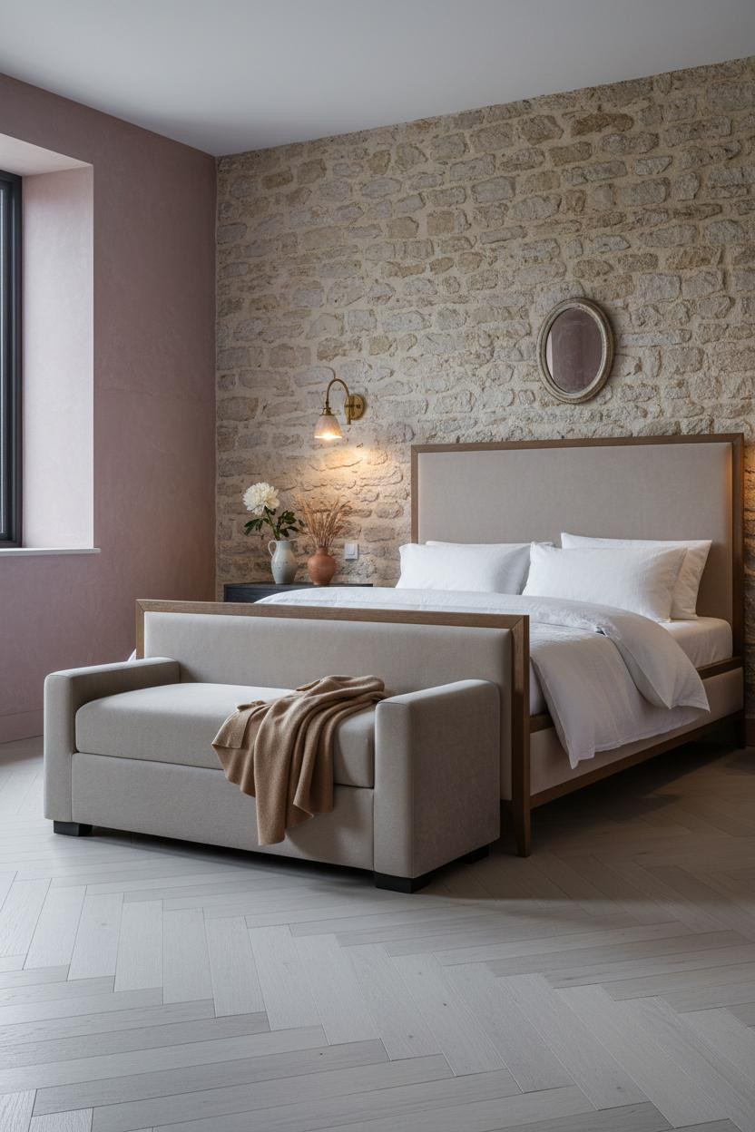 French Cottage Bedroom Stone Wall Sconces