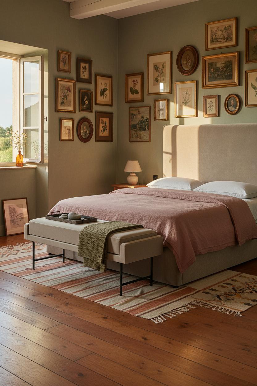 French Cottage Bedroom Vintage Gallery Wall