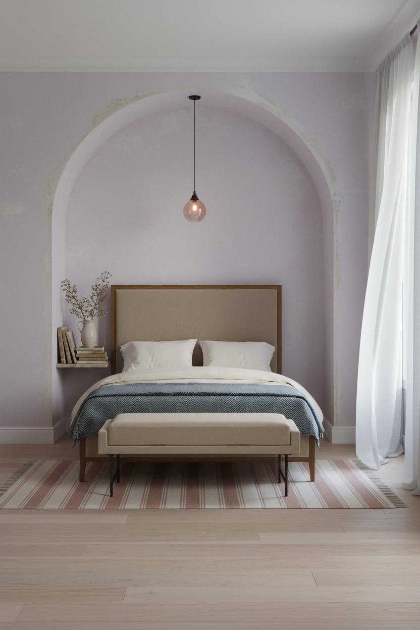 French Provincial Bedroom Arched Alcove Pale Lavender Romantic