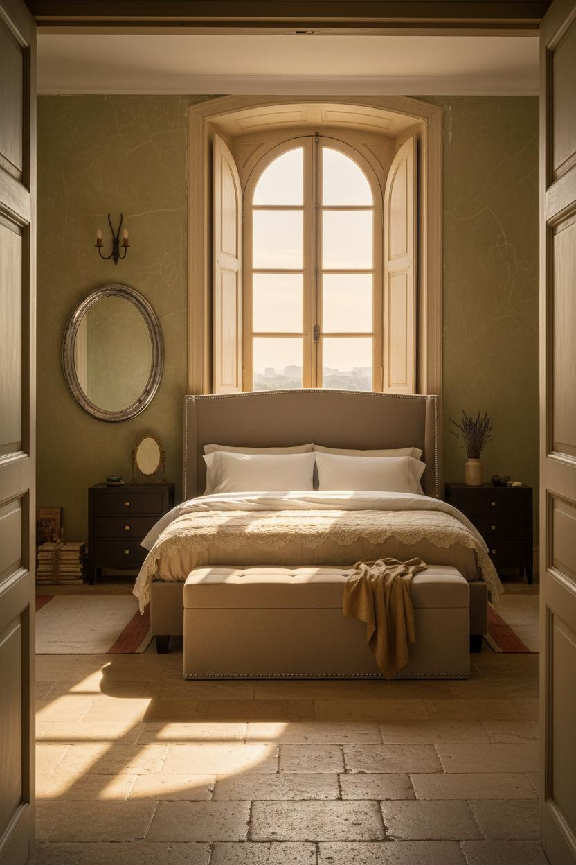 French Provincial Bedroom Romantic Provence Arched Window Sage