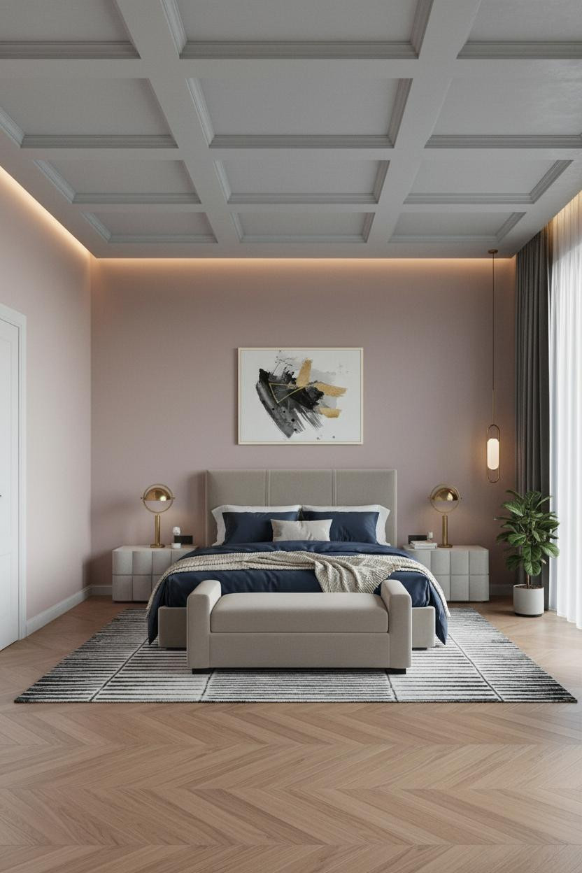 High Ceiling Bedroom Cathedral Coffered Panels