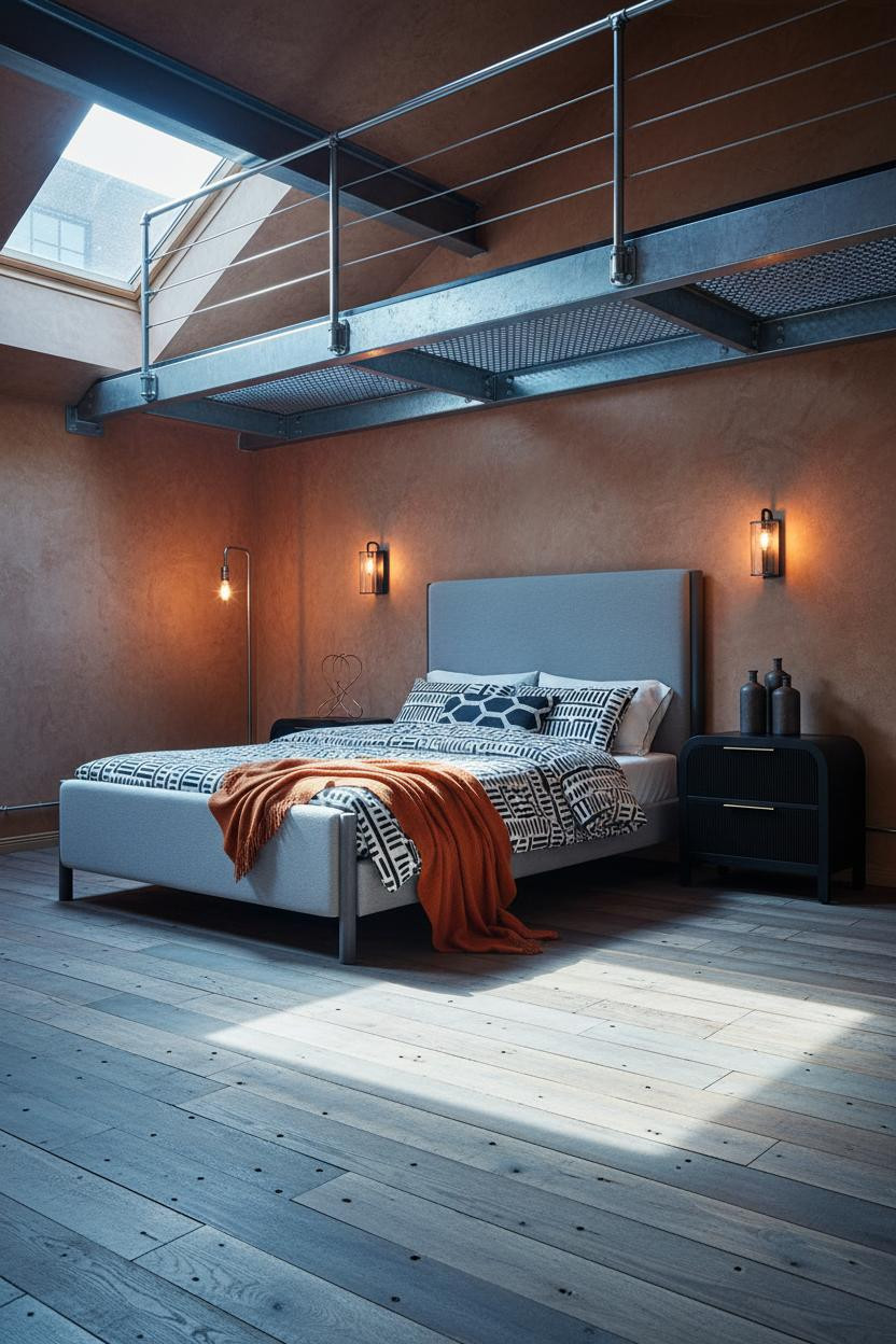 Industrial Bedroom Loft Steel Catwalk