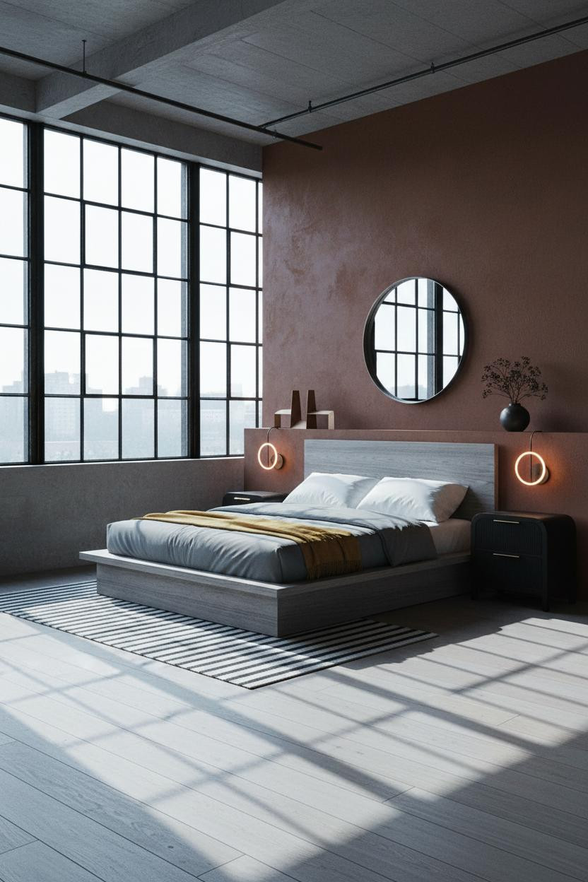 Industrial Bedroom Steel Frame Loft