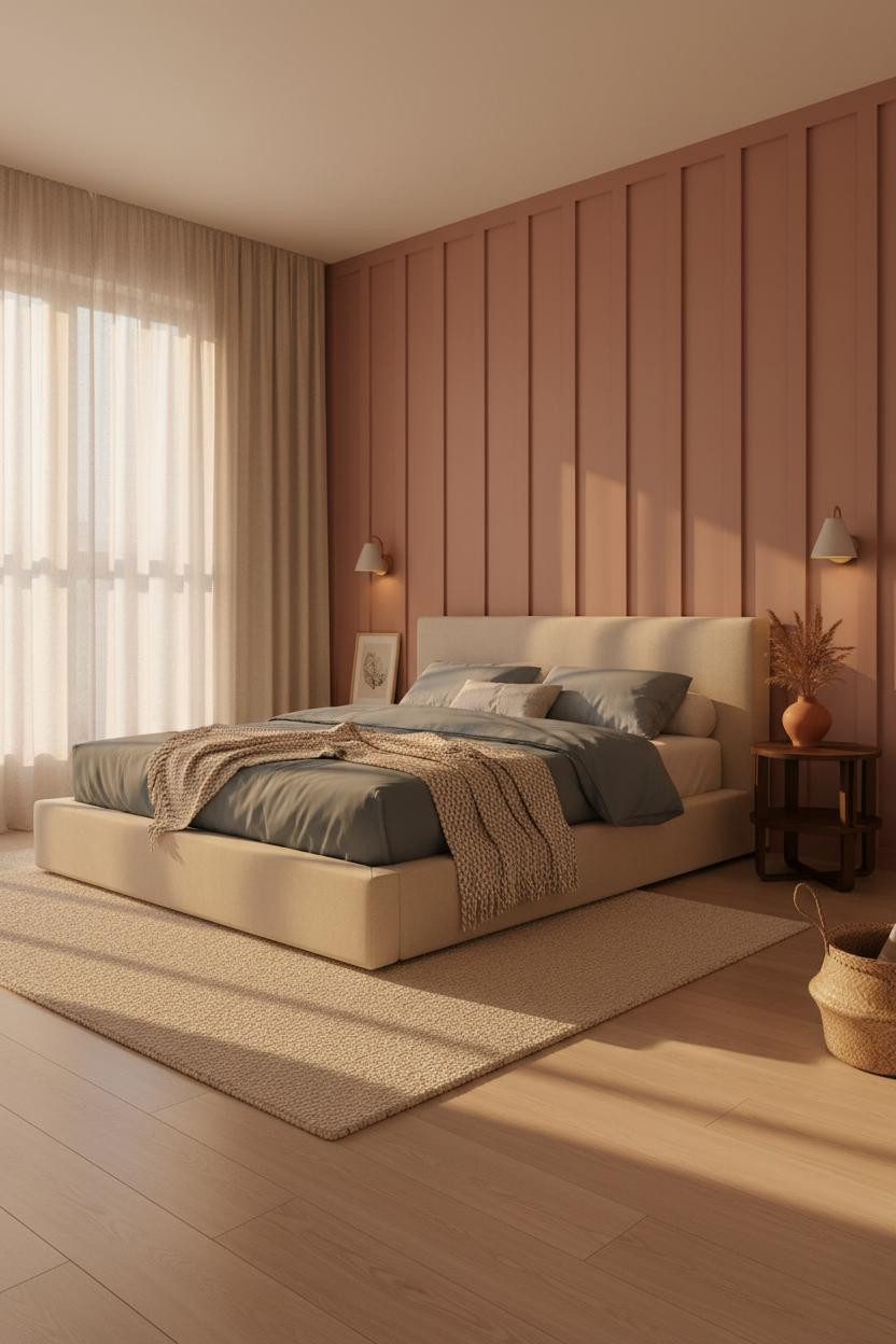 Japandi Bedroom Small Rooms Dusty Rose Accent