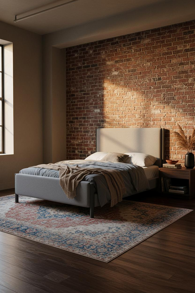 Loft Bedroom Exposed Brick Industrial