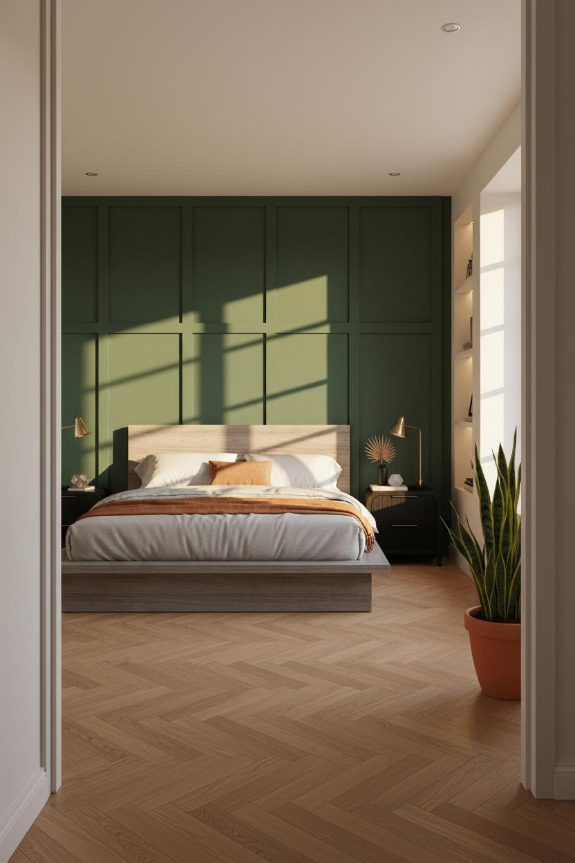 Mens Bedroom Forest Green Board and Batten