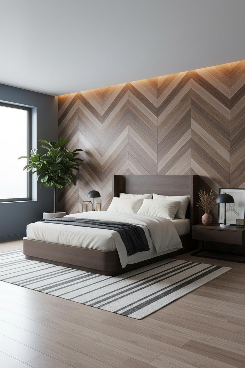 Mens Bedroom Grey Walnut Herringbone