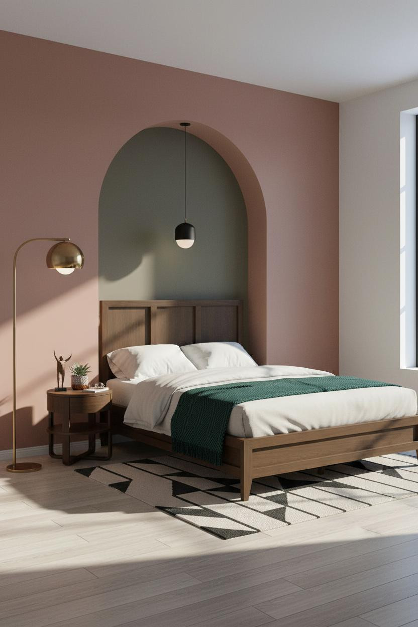 Mid Century Bedroom Arched Alcove Brass Lamp