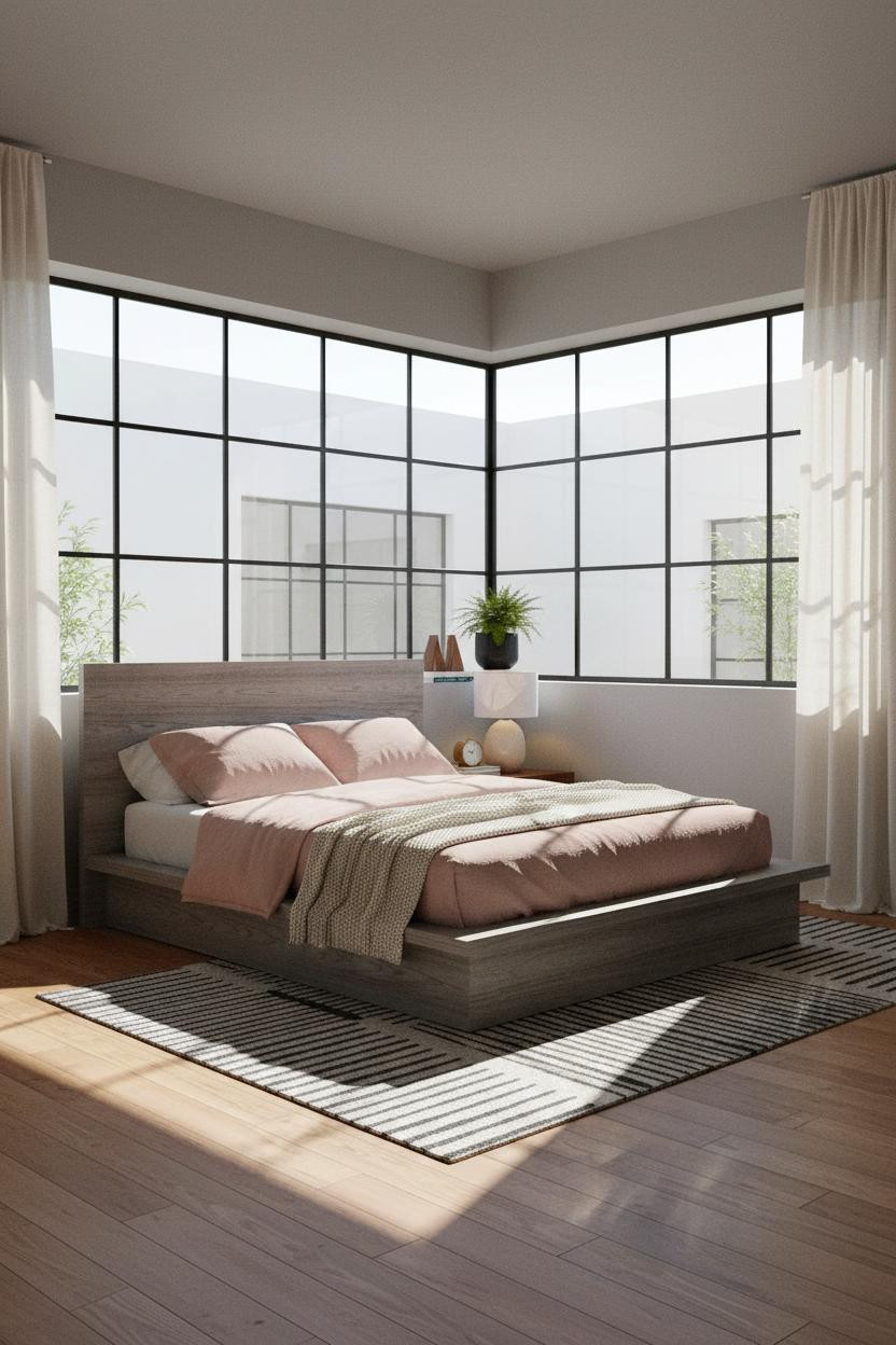 Mid Century Bedroom Crittall Window Maple Floor