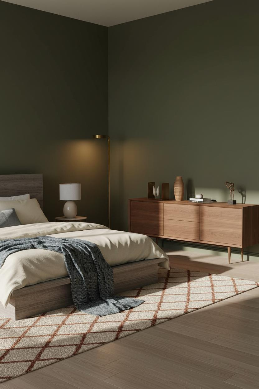 Mid Century Bedroom Walnut Credenza Brass Accents