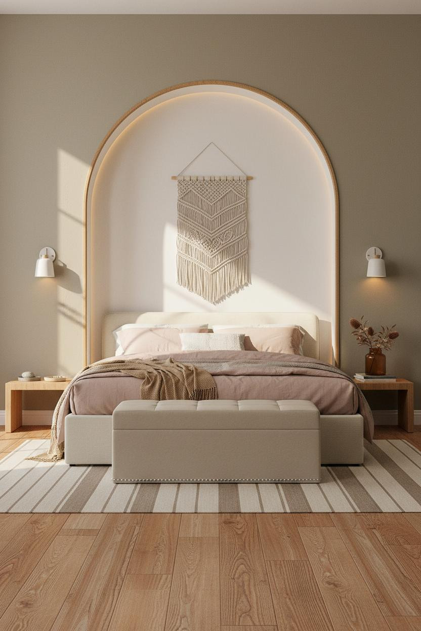 Modern Coastal Bedroom Arched Niche