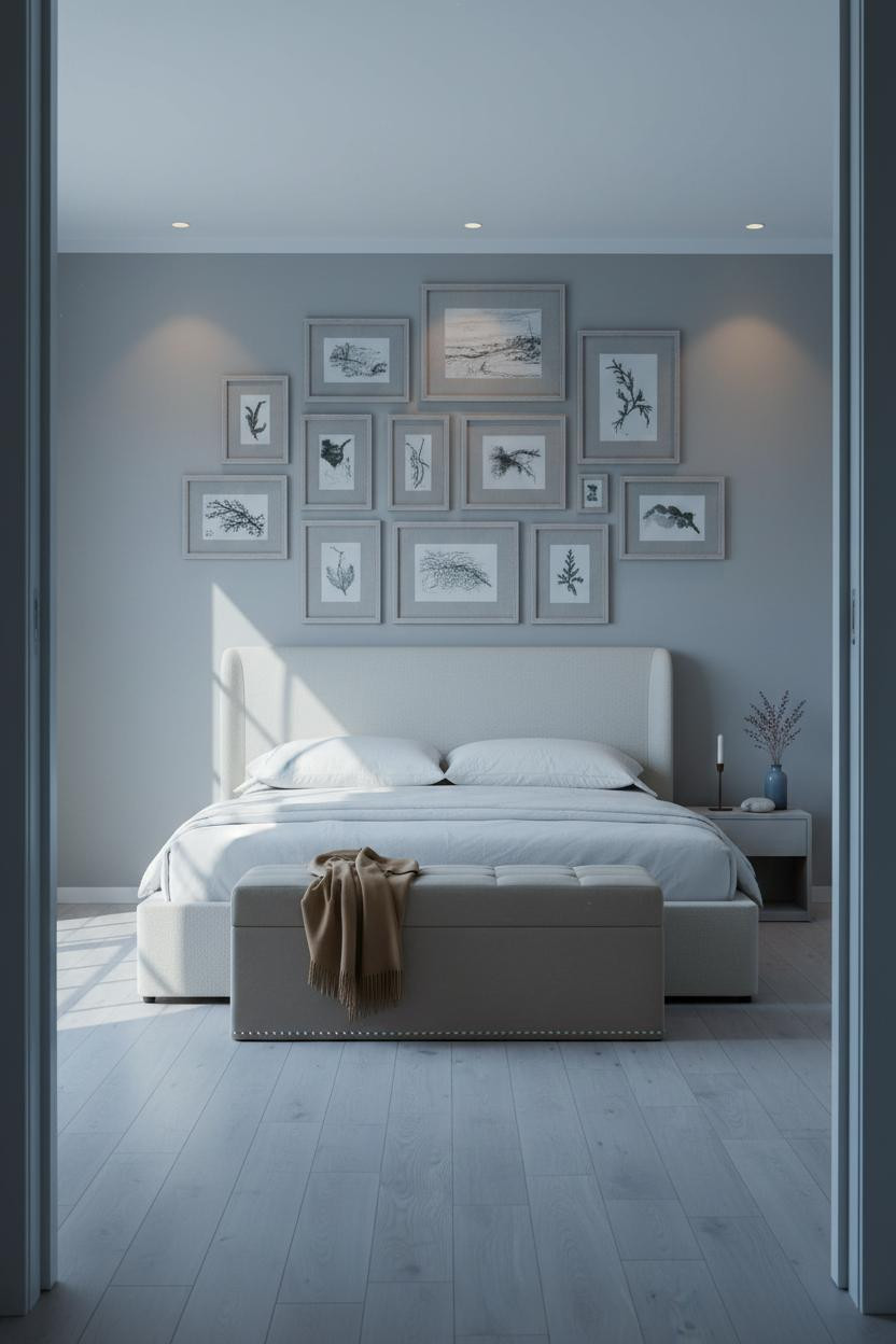 Modern Coastal Bedroom Gallery Wall Frames
