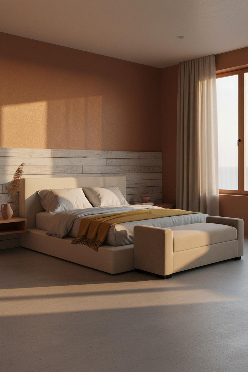 Modern Coastal Bedroom Shiplap Accent Wall