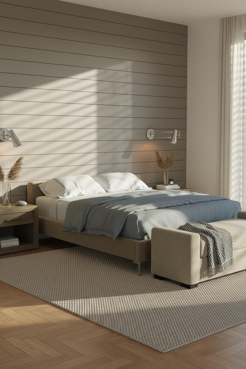 Modern Coastal Bedroom Shiplap Platform Bed