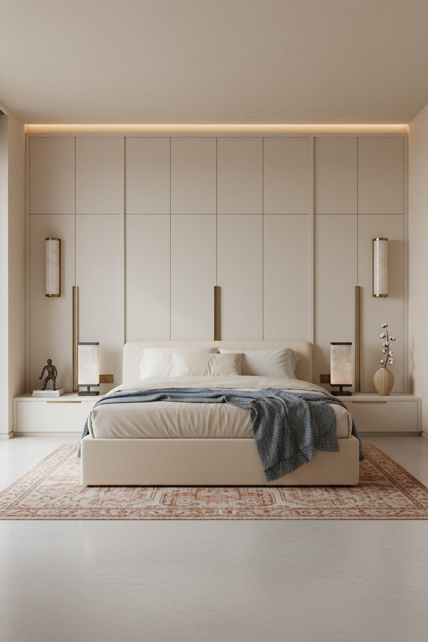 Modern Luxury Bed Design Ivory Cabinetry
