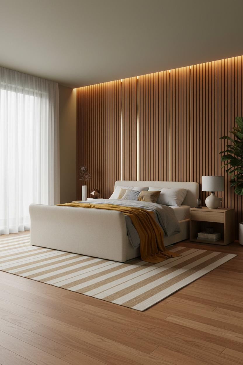 Modern Luxury Bed Design Oak Headboard