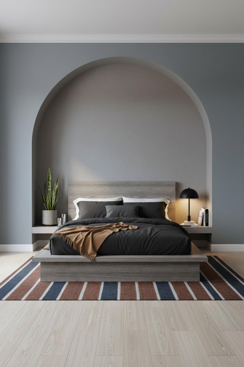 Modern Teen Boy Bedroom Arched Niche Earthy