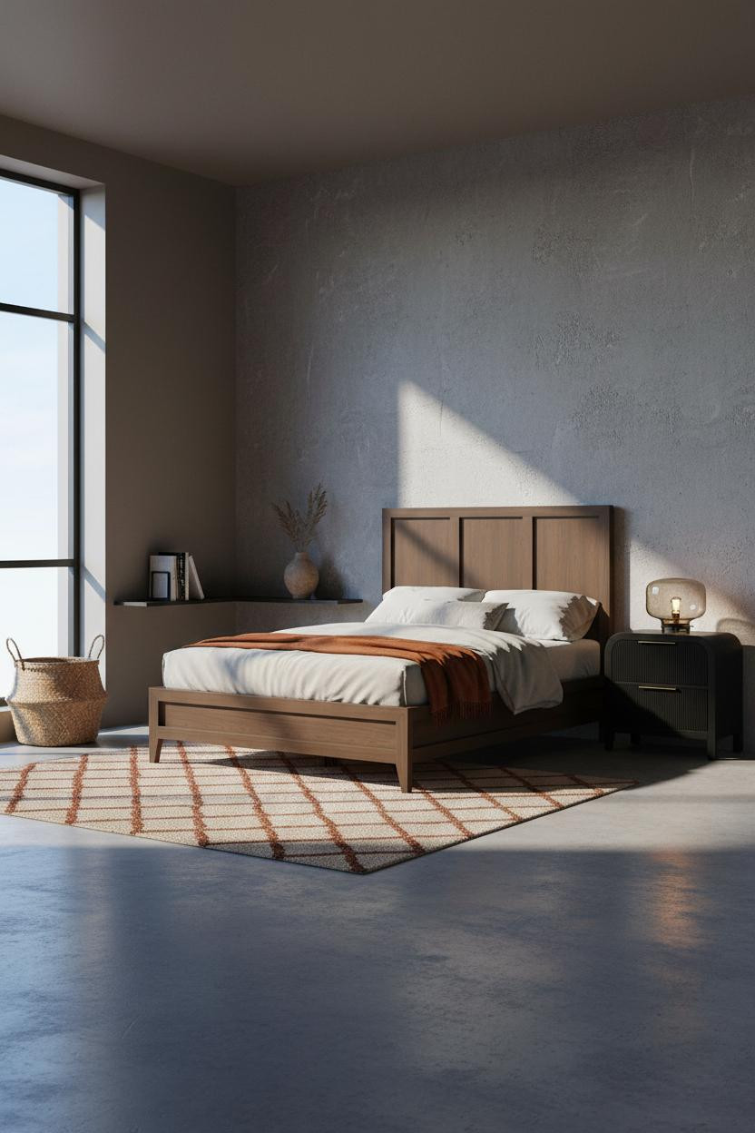 Modern Teen Boy Bedroom Earthy Concrete