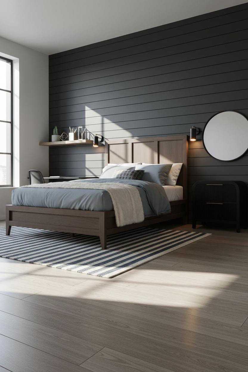 Modern Teen Boy Bedroom Earthy Industrial Layout