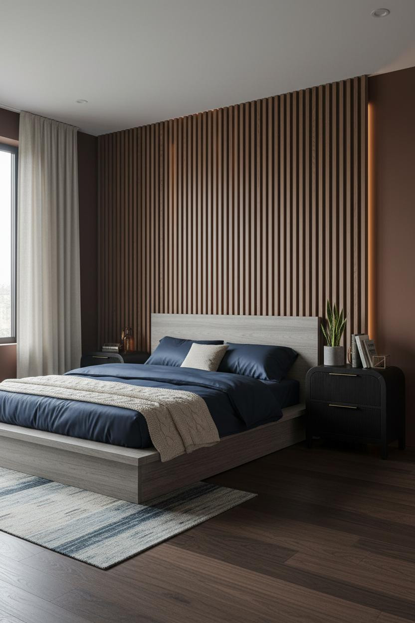 Modern Teen Boy Bedroom Earthy Japandi Layout