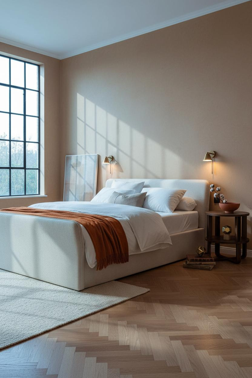 Modern Vintage Bedroom Crittall Window Warm Oak