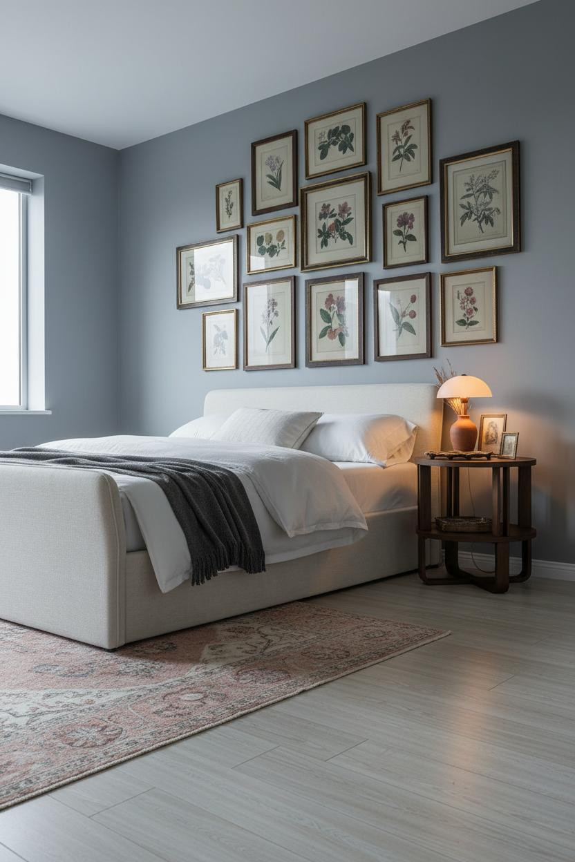 Modern Vintage Bedroom Gallery Wall Headboard