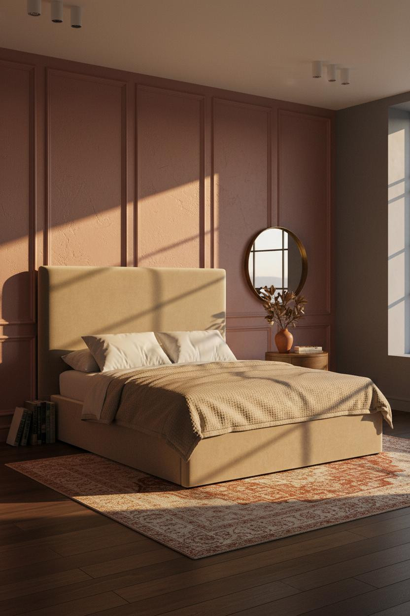 Modern Vintage Bedroom Paneled Walls Earthy
