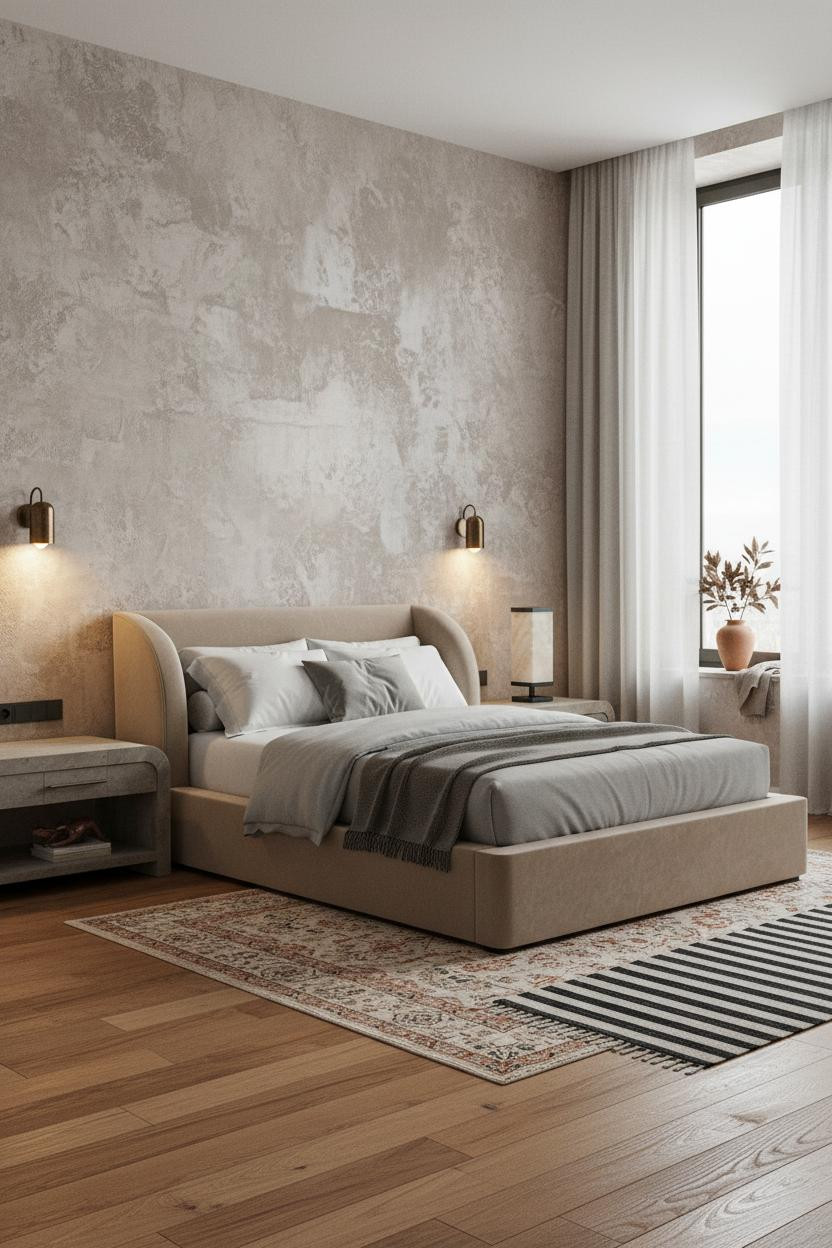 Modern Vintage Bedroom Romantic Earthy Plaster Wall Decor