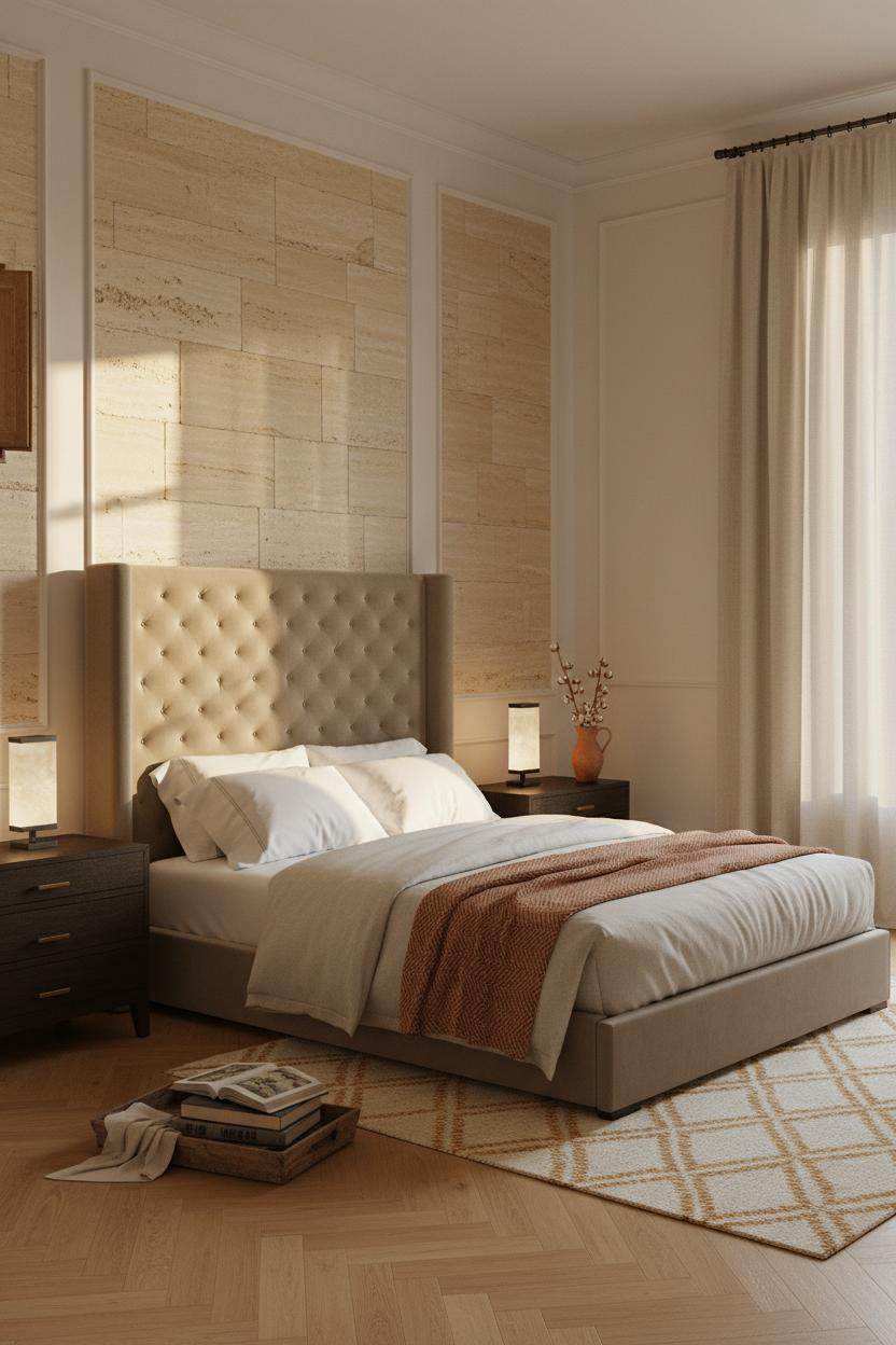 Modern Vintage Bedroom Tuscan Stone Accent