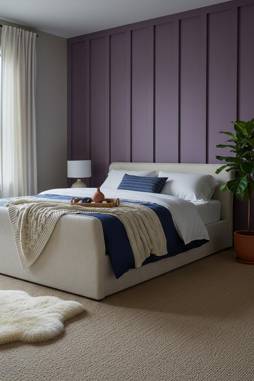 Moody Purple Bedroom Eggplant Accent Wall