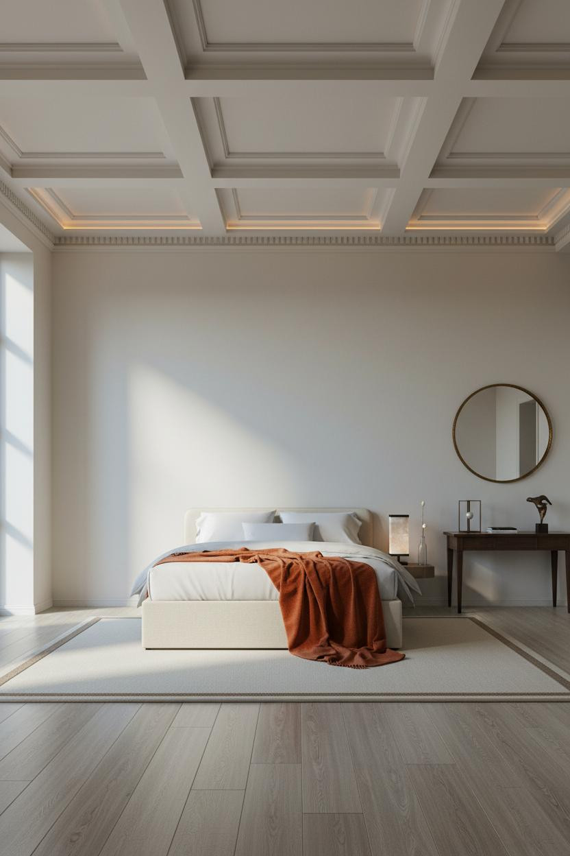 Neo Classical Bedroom Coffered Ceiling Luxury