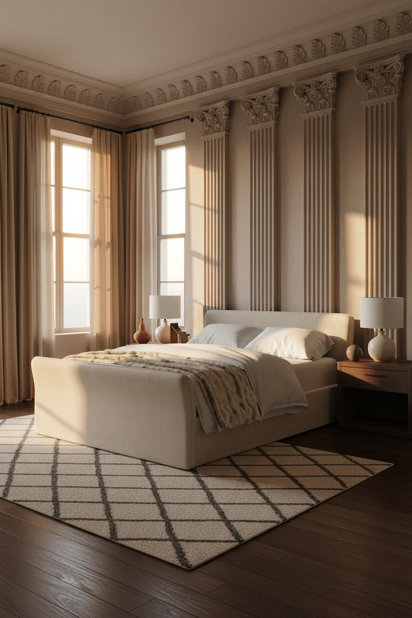 Neo Classical Bedroom Fluted Pilasters Luxury