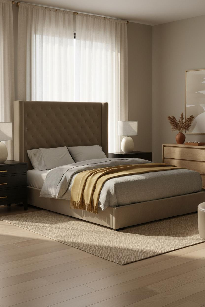 Neutral Bedroom Japandi Warm Linen Curtains