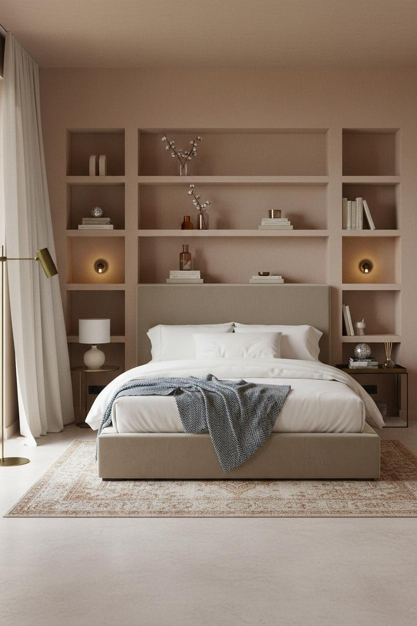Neutral Bedroom Mushroom Walls Natural Light