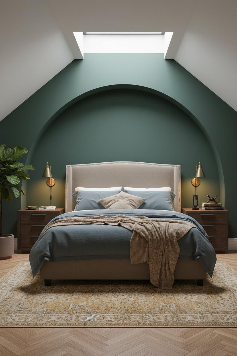 Parents Bedroom Nordic Attic Green Walls