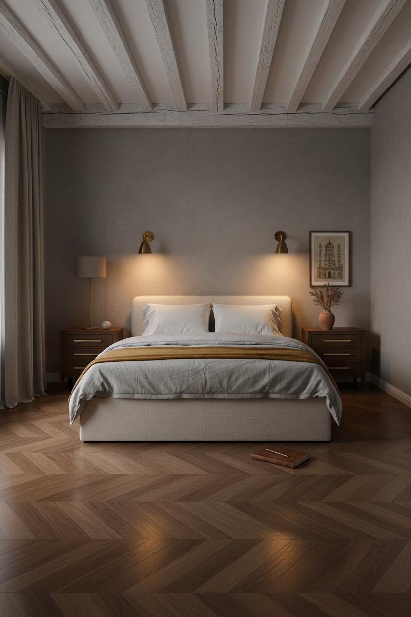 Parisian Modern Bedroom Amber Lighting