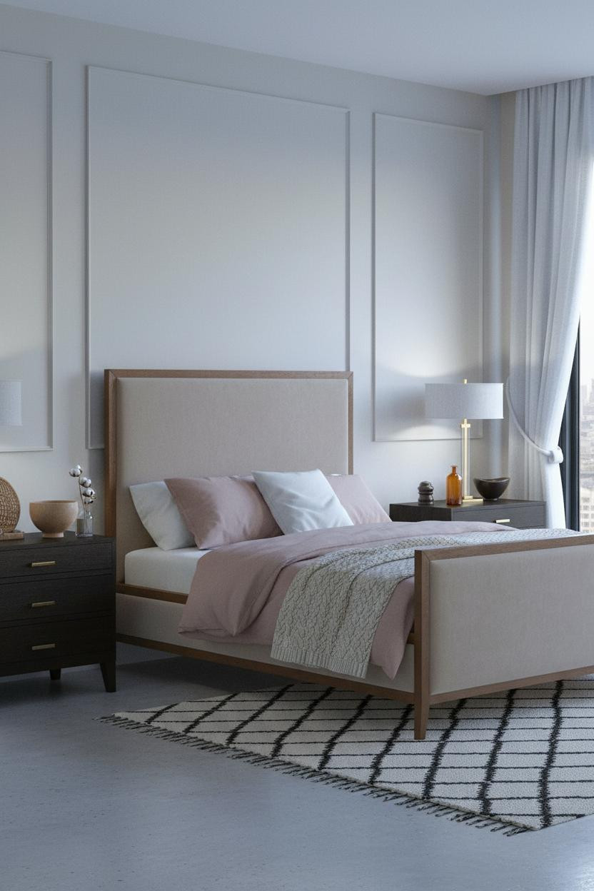 Parisian Modern Bedroom Board Batten Brass