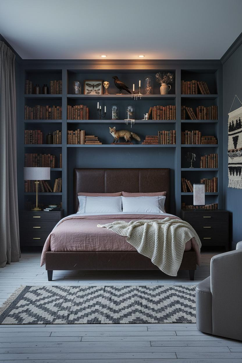 Romantic Goth Bedroom Bookshelf Dark Aesthetic
