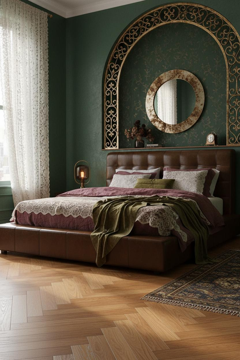 Romantic Goth Bedroom Forest Green Alcove