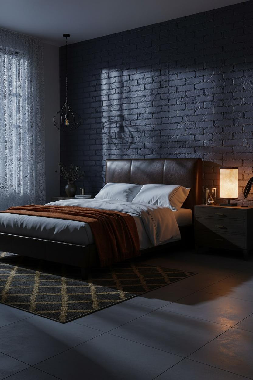 Romantic Goth Bedroom Indigo Brick Moonlight