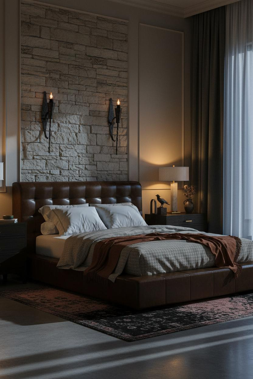 Romantic Goth Bedroom Stone Wall Lamp