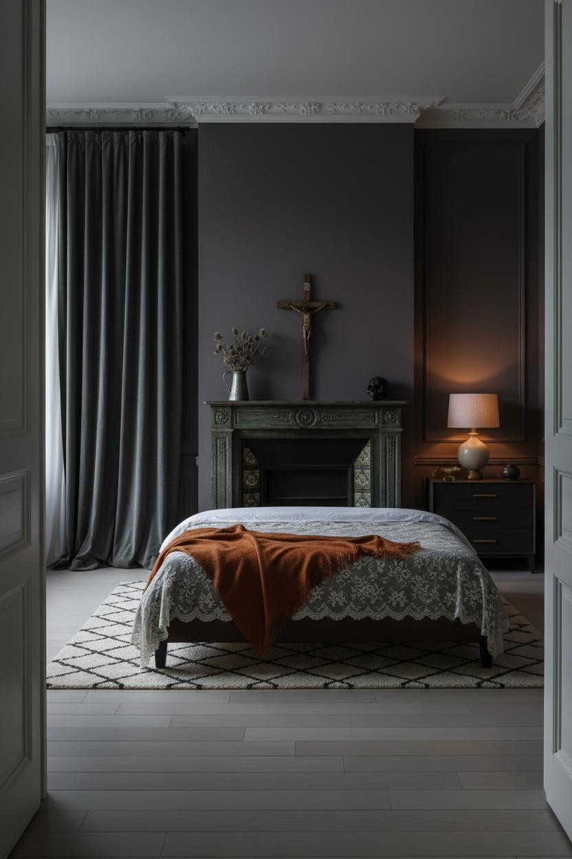 Romantic Goth Bedroom Victorian Fireplace